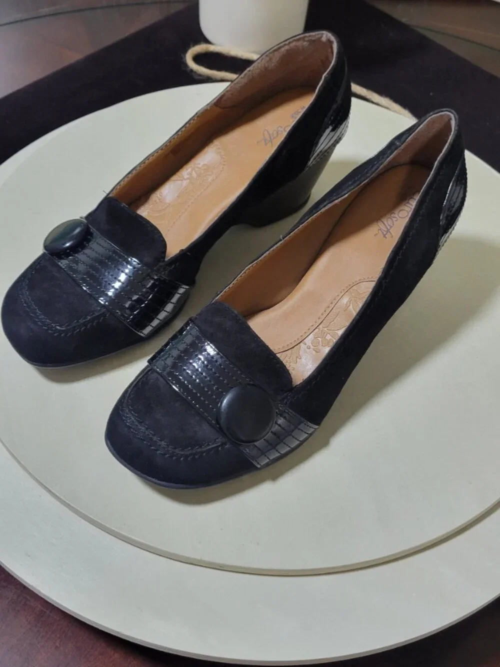 Sofft EuroSoft Black Suede Leather Wedge Heels [Item #SW01]
